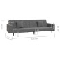 vidaXL Schlafsofa 2-Sitzer mit 2 Kissen Dunkelgrau Samt vidaXL Schlafsofa 2-Sitzer mit 2 Kissen Dunkelgrau Samt