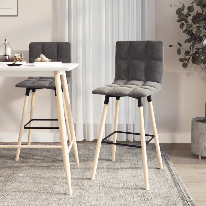 vidaXL Barhocker 2 Stk. Hellgrau Stoff vidaXL Barhocker 2 Stk. Hellgrau Stoff
