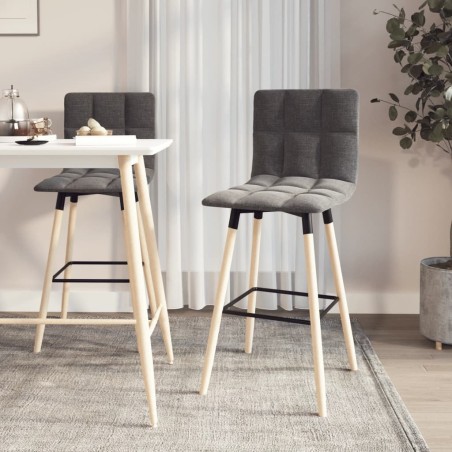 vidaXL Barhocker 2 Stk. Hellgrau Stoff