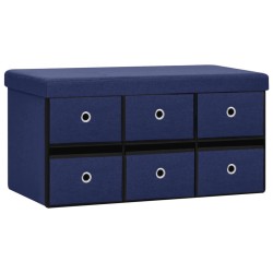 vidaXL Faltbare Sitzbank mit Stauraum Blau 76x38x38 cm Leinenoptik