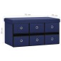 vidaXL Faltbare Sitzbank mit Stauraum Blau 76x38x38 cm Leinenoptik vidaXL Faltbare Sitzbank mit Stauraum Blau 76x38x38 cm Leinenoptik