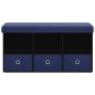 vidaXL Faltbare Sitzbank mit Stauraum Blau 76x38x38 cm Leinenoptik vidaXL Faltbare Sitzbank mit Stauraum Blau 76x38x38 cm Leinenoptik