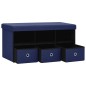 vidaXL Faltbare Sitzbank mit Stauraum Blau 76x38x38 cm Leinenoptik vidaXL Faltbare Sitzbank mit Stauraum Blau 76x38x38 cm Leinenoptik