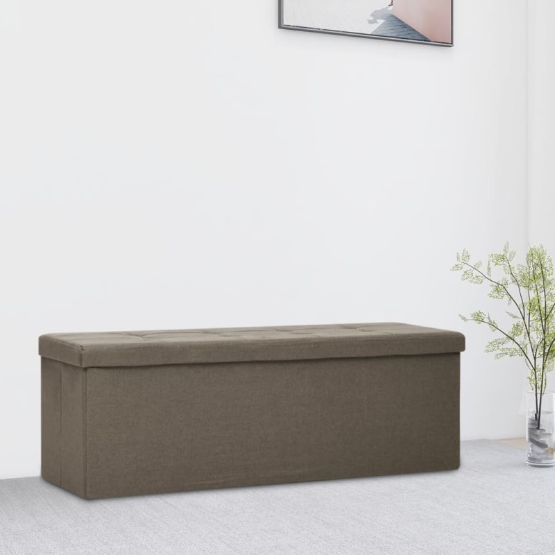 vidaXL Faltbare Sitzbank mit Stauraum Braun Leinenoptik vidaXL Faltbare Sitzbank mit Stauraum Braun Leinenoptik