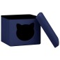 vidaXL Hocker mit Stauraum Katzenmuster Blau Stoff vidaXL Hocker mit Stauraum Katzenmuster Blau Stoff