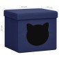 vidaXL Hocker mit Stauraum Katzenmuster Blau Stoff vidaXL Hocker mit Stauraum Katzenmuster Blau Stoff