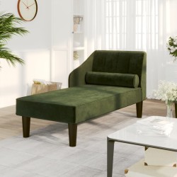 vidaXL Chaiselongue mit Nackenrolle Dunkelgrün Samt
