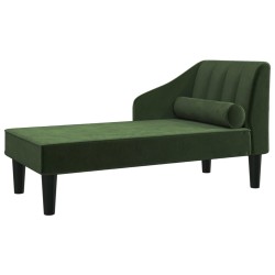 vidaXL Chaiselongue mit Nackenrolle Dunkelgrün Samt