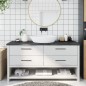 Waschtischplatte Dunkelgrau 160x50x4 cm Massivholz Behandelt Waschtischplatte Dunkelgrau 160x50x4 cm Massivholz Behandelt