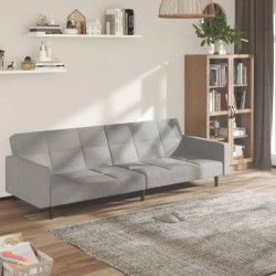 vidaXL Schlafsofa 2-Sitzer Hellgrau Mikrofaser
