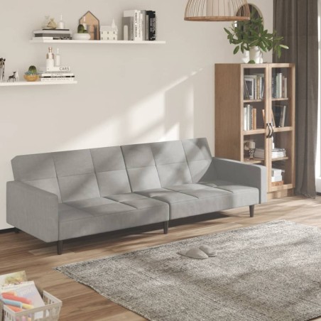 vidaXL Schlafsofa 2-Sitzer Hellgrau Mikrofaser
