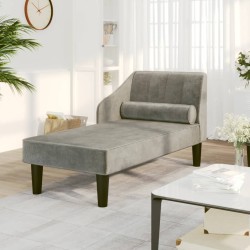 vidaXL Chaiselongue mit Nackenrolle Hellgrau Samt