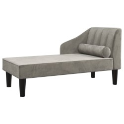 vidaXL Chaiselongue mit Nackenrolle Hellgrau Samt