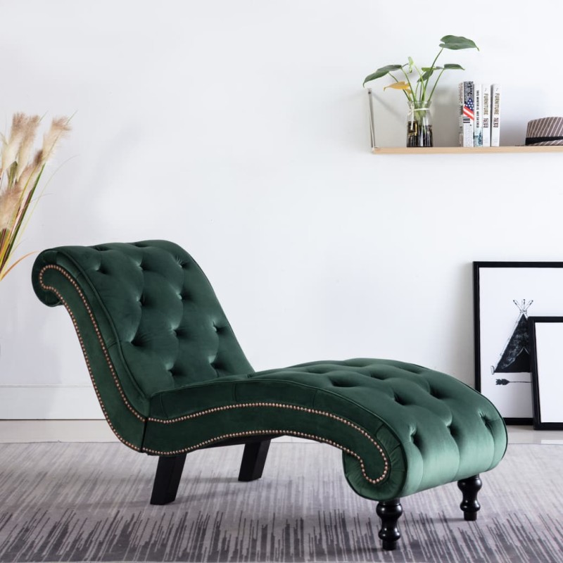 vidaXL Chaiselongue Grün Samt vidaXL Chaiselongue Grün Samt