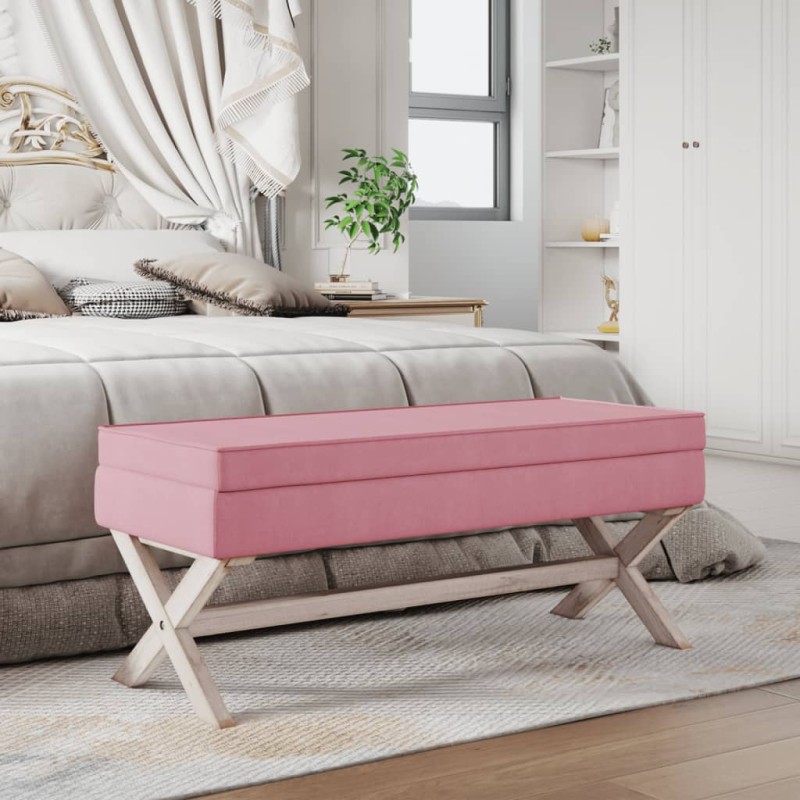vidaXL Hocker mit Stauraum Rosa 110x45x49 cm Samt vidaXL Hocker mit Stauraum Rosa 110x45x49 cm Samt
