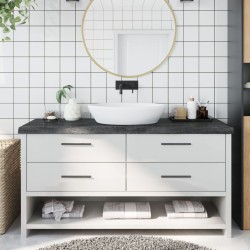 Waschtischplatte Dunkelgrau 160x50x6 cm Massivholz Behandelt
