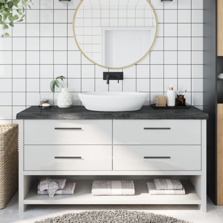 Waschtischplatte Dunkelgrau 160x50x6 cm Massivholz Behandelt