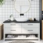 Waschtischplatte Dunkelgrau 160x50x6 cm Massivholz Behandelt Waschtischplatte Dunkelgrau 160x50x6 cm Massivholz Behandelt