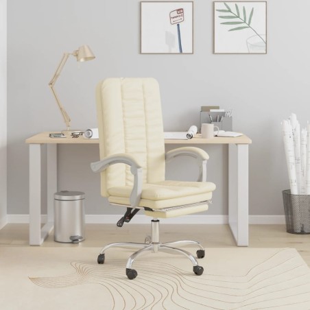 vidaXL Bürostuhl mit Liegefunktion Creme Kunstleder