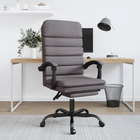 vidaXL Bürostuhl mit Massagefunktion Grau Kunstleder