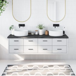 vidaXL Waschtischplatte Dunkelbraun 180x50x(2-6)cm Massivholz