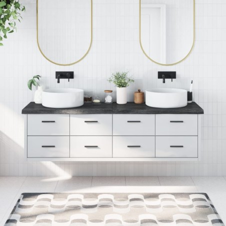 vidaXL Waschtischplatte Dunkelbraun 180x50x(2-6)cm Massivholz