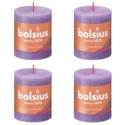 Bolsius Rustikale Stumpenkerzen Shine 4 Stk. 80x68 mm Lila