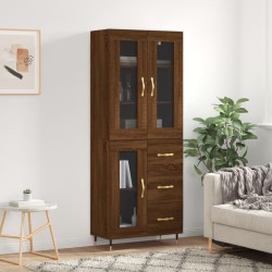vidaXL Highboard Braun Eichen-Optik 69,5x34x180 cm Holzwerkstoff