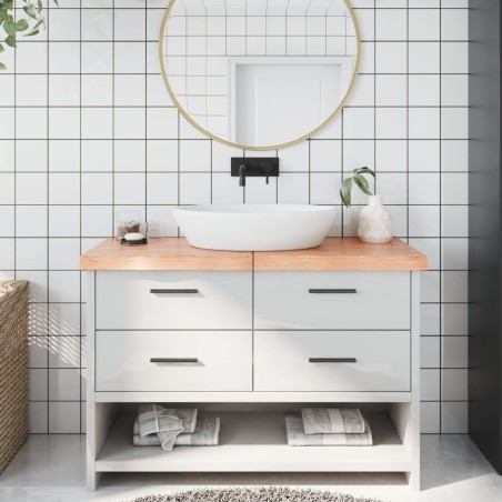 Waschtischplatte Hellbraun 120x40x6 cm Massivholz Behandelt