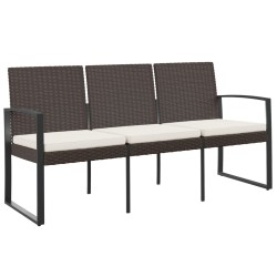 vidaXL Gartenbank 3-Sitzer mit Kissen Braun PP-Rattan