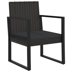vidaXL Gartensessel mit Kissen Schwarz Poly Rattan