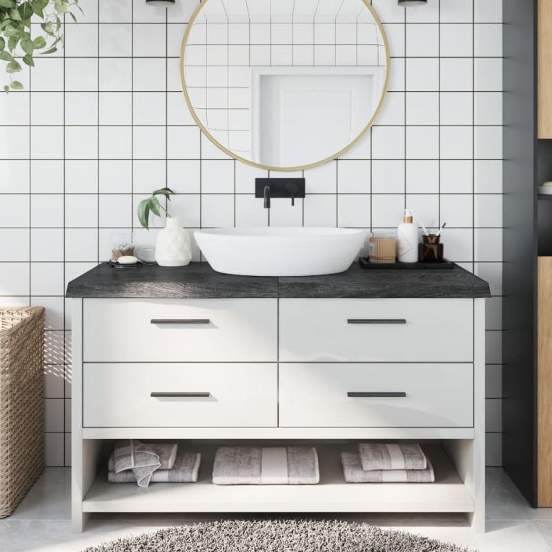 vidaXL Waschtischplatte Dunkelbraun 140x60x(2-6)cm Massivholz vidaXL Waschtischplatte Dunkelbraun 140x60x(2-6)cm Massivholz