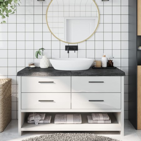vidaXL Waschtischplatte Dunkelbraun 140x60x(2-6)cm Massivholz
