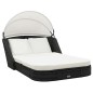 vidaXL Sonnenliege mit Dach Poly Rattan Schwarz vidaXL Sonnenliege mit Dach Poly Rattan Schwarz