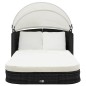vidaXL Sonnenliege mit Dach Poly Rattan Schwarz vidaXL Sonnenliege mit Dach Poly Rattan Schwarz