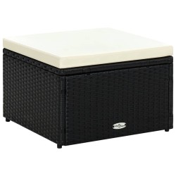 vidaXL Hocker mit Kissen Poly Rattan 53×53×30 cm Schwarz 