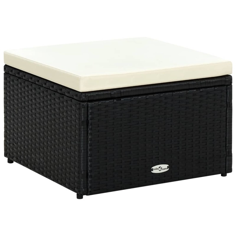 vidaXL Hocker mit Kissen Poly Rattan 53×53×30 cm Schwarz vidaXL Hocker mit Kissen Poly Rattan 53×53×30 cm Schwarz