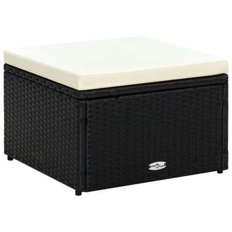 vidaXL Hocker mit Kissen Poly Rattan 53×53×30 cm Schwarz 