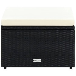 vidaXL Hocker mit Kissen Poly Rattan 53×53×30 cm Schwarz 