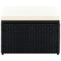 vidaXL Hocker mit Kissen Poly Rattan 53×53×30 cm Schwarz vidaXL Hocker mit Kissen Poly Rattan 53×53×30 cm Schwarz