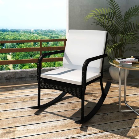 vidaXL Garten-Schaukelstuhl Schwarz Poly Rattan 
