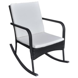 vidaXL Garten-Schaukelstuhl Schwarz Poly Rattan 