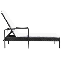 vidaXL Sonnenliege mit Auflage Poly Rattan Schwarz