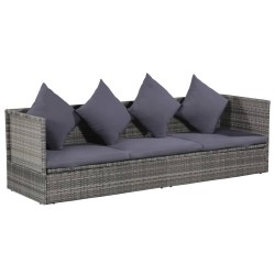 vidaXL Garten-Sofabett 200x60 cm Poly Rattan Grau