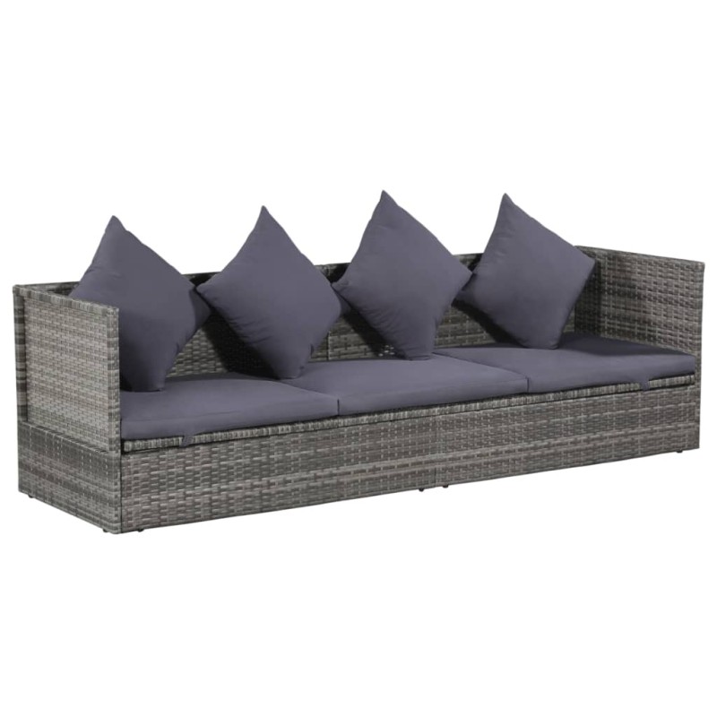 vidaXL Garten-Sofabett 200x60 cm Poly Rattan Grau vidaXL Garten-Sofabett 200x60 cm Poly Rattan Grau