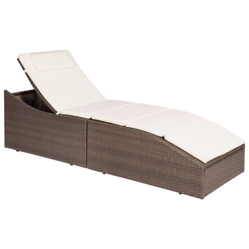 vidaXL Sonnenliege mit Polsterauflage Poly Rattan Braun vidaXL Sonnenliege mit Polsterauflage Poly Rattan Braun