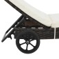 vidaXL Sonnenliege mit Rollen und Auflage Poly Rattan Braun vidaXL Sonnenliege mit Rollen und Auflage Poly Rattan Braun