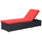 vidaXL Sonnenliege mit Auflage Poly Rattan Schwarz vidaXL Sonnenliege mit Auflage Poly Rattan Schwarz