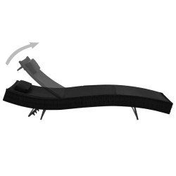 vidaXL Sonnenliege mit Kissen Poly-Rattan Schwarz