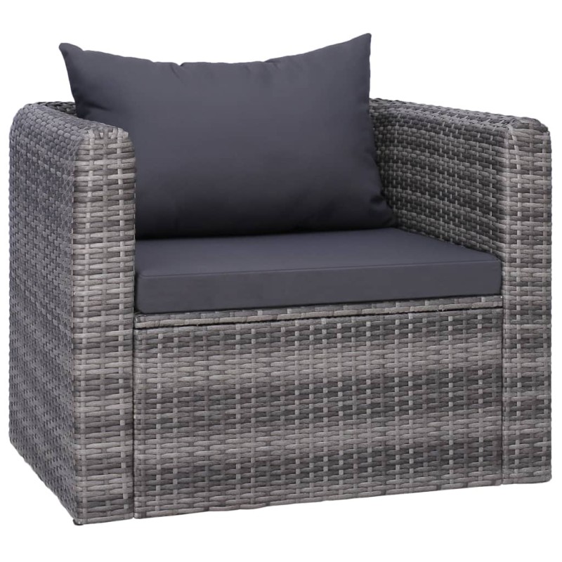 vidaXL Gartenstuhl mit Polster und Kissen Poly Rattan Grau vidaXL Gartenstuhl mit Polster und Kissen Poly Rattan Grau